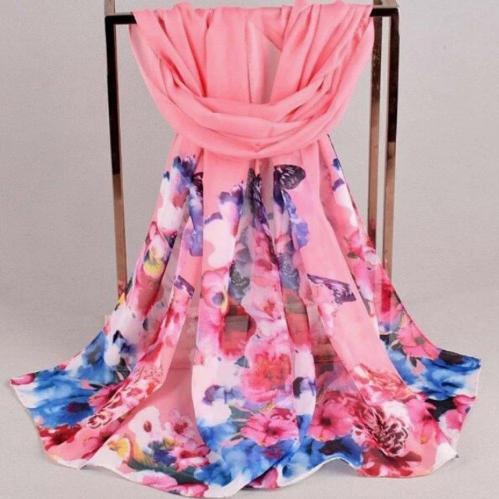 Pink Floral Scarf